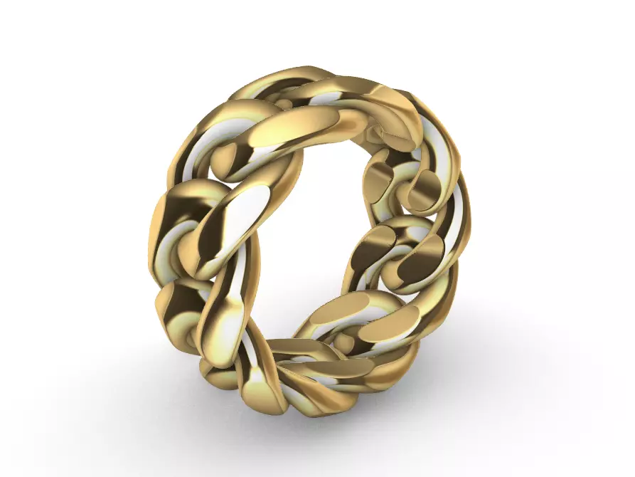 heavy 10mm miami cuban chain ring band US 6hlf 3D print model