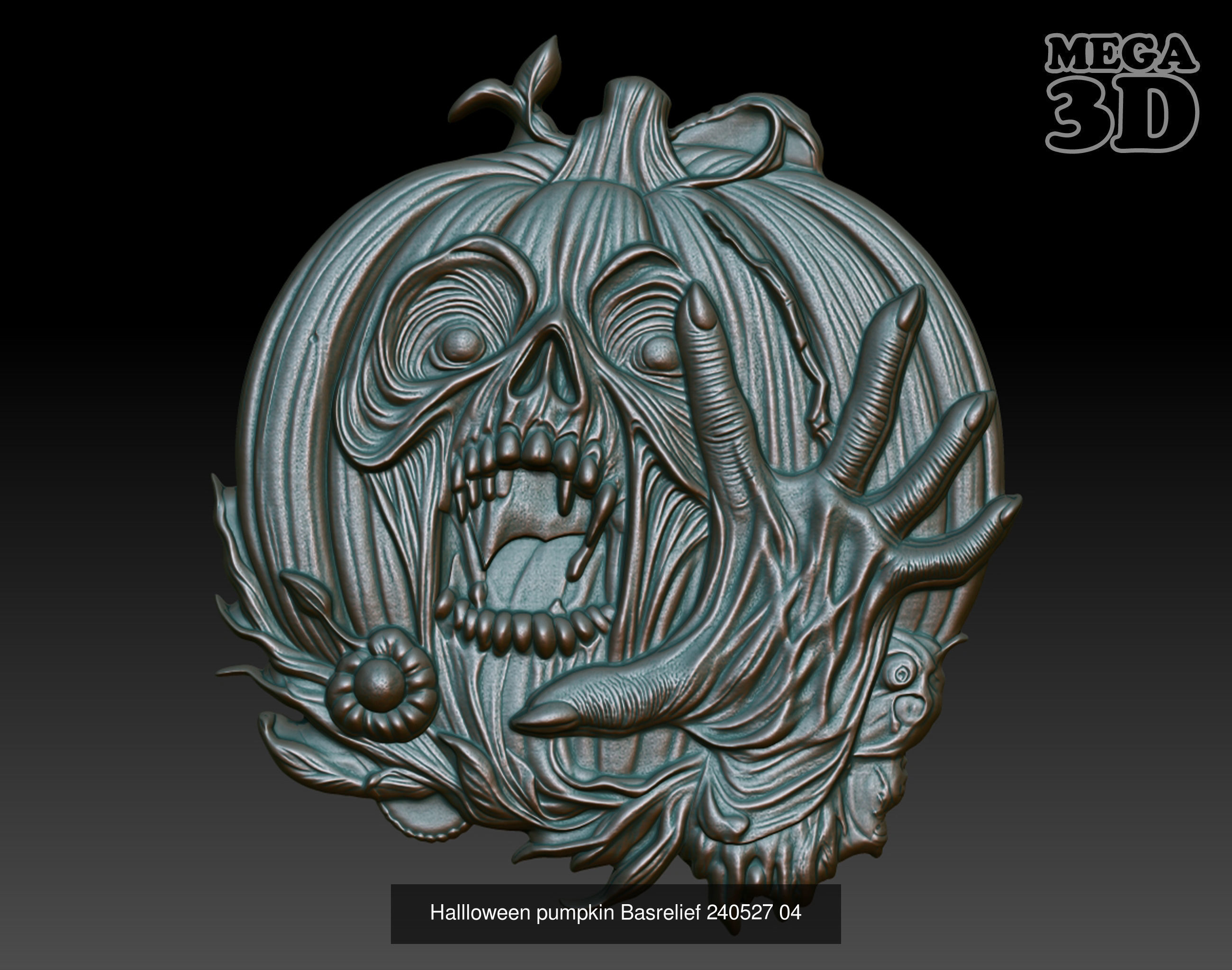 Hallloween pumpkin Basrelief Pack 240527 3D Model Collection_6