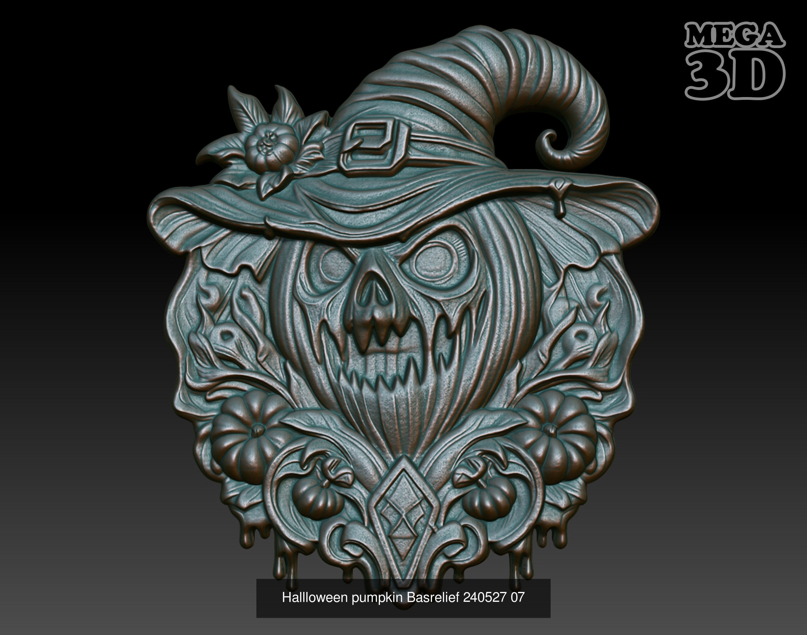 Hallloween pumpkin Basrelief Pack 240527 3D Model Collection_3
