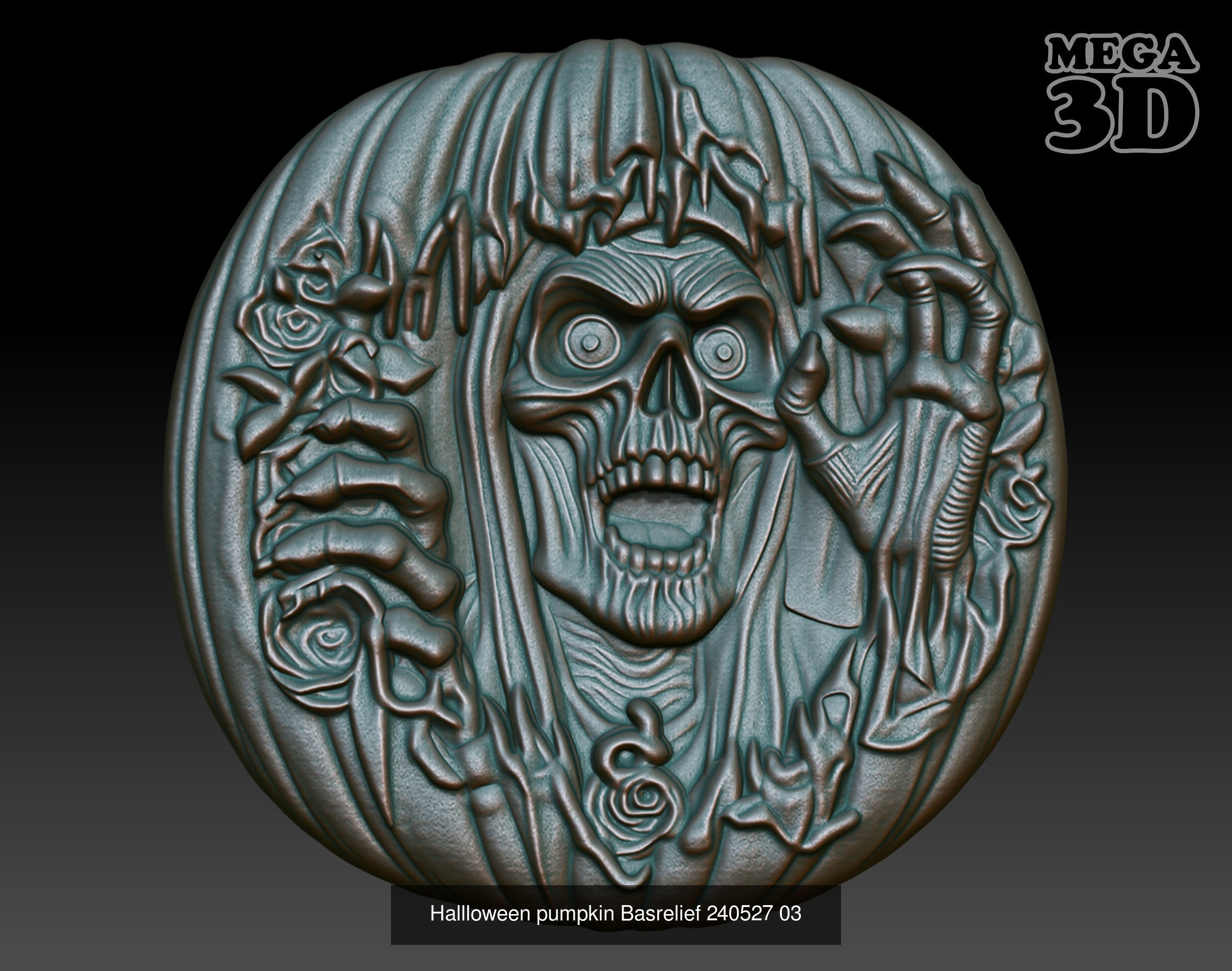 Hallloween pumpkin Basrelief Pack 240527 3D Model Collection_7
