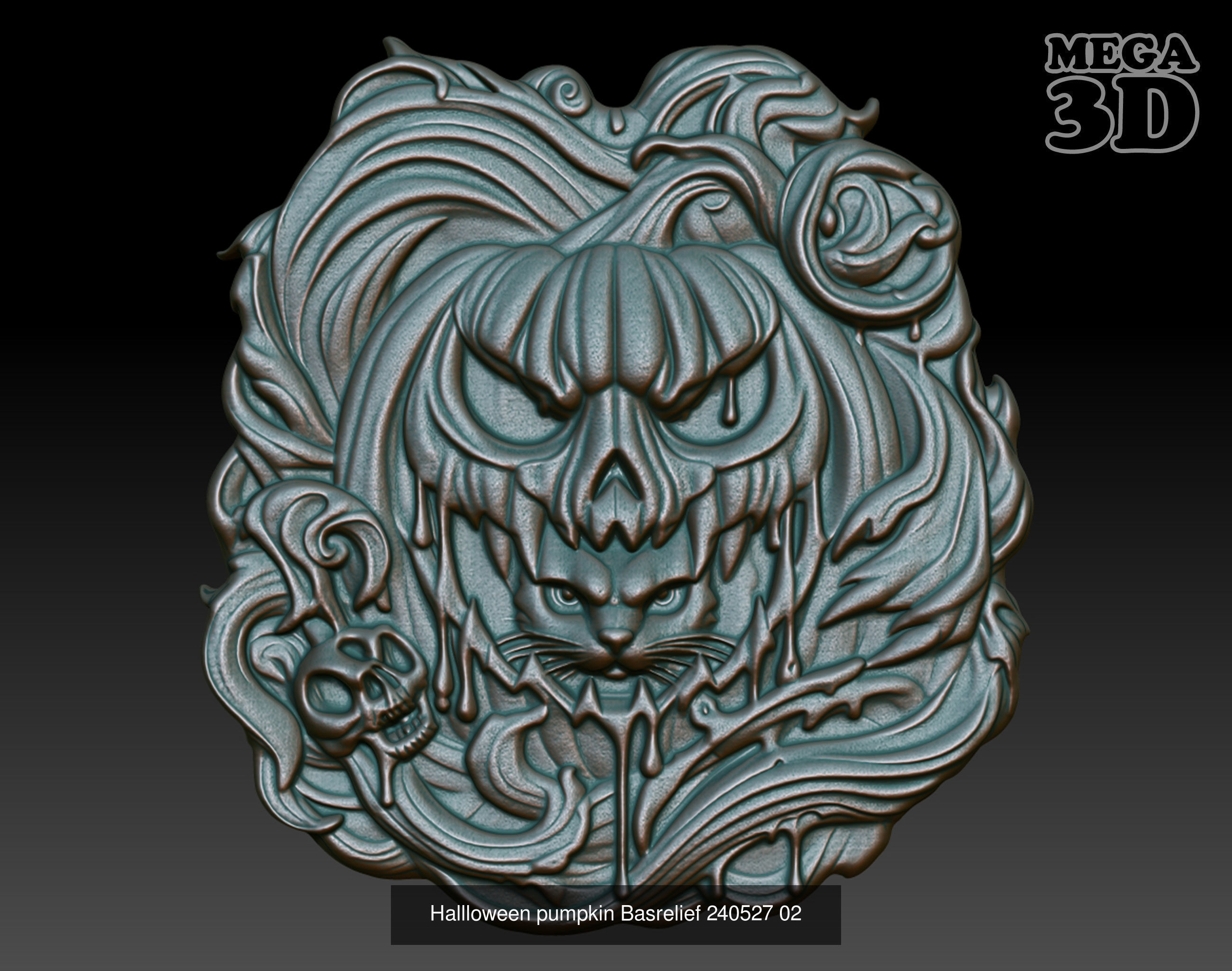 Hallloween pumpkin Basrelief Pack 240527 3D Model Collection_8