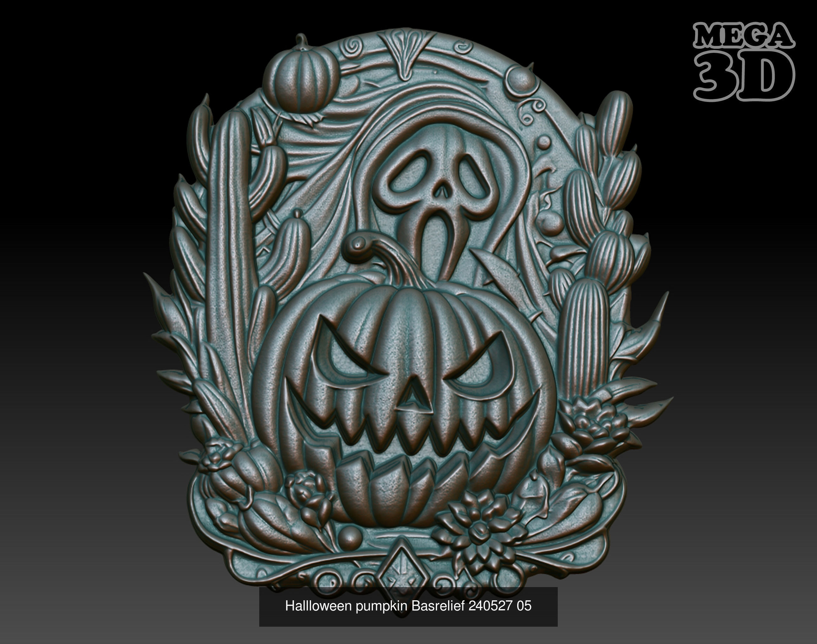 Hallloween pumpkin Basrelief Pack 240527 3D Model Collection_5