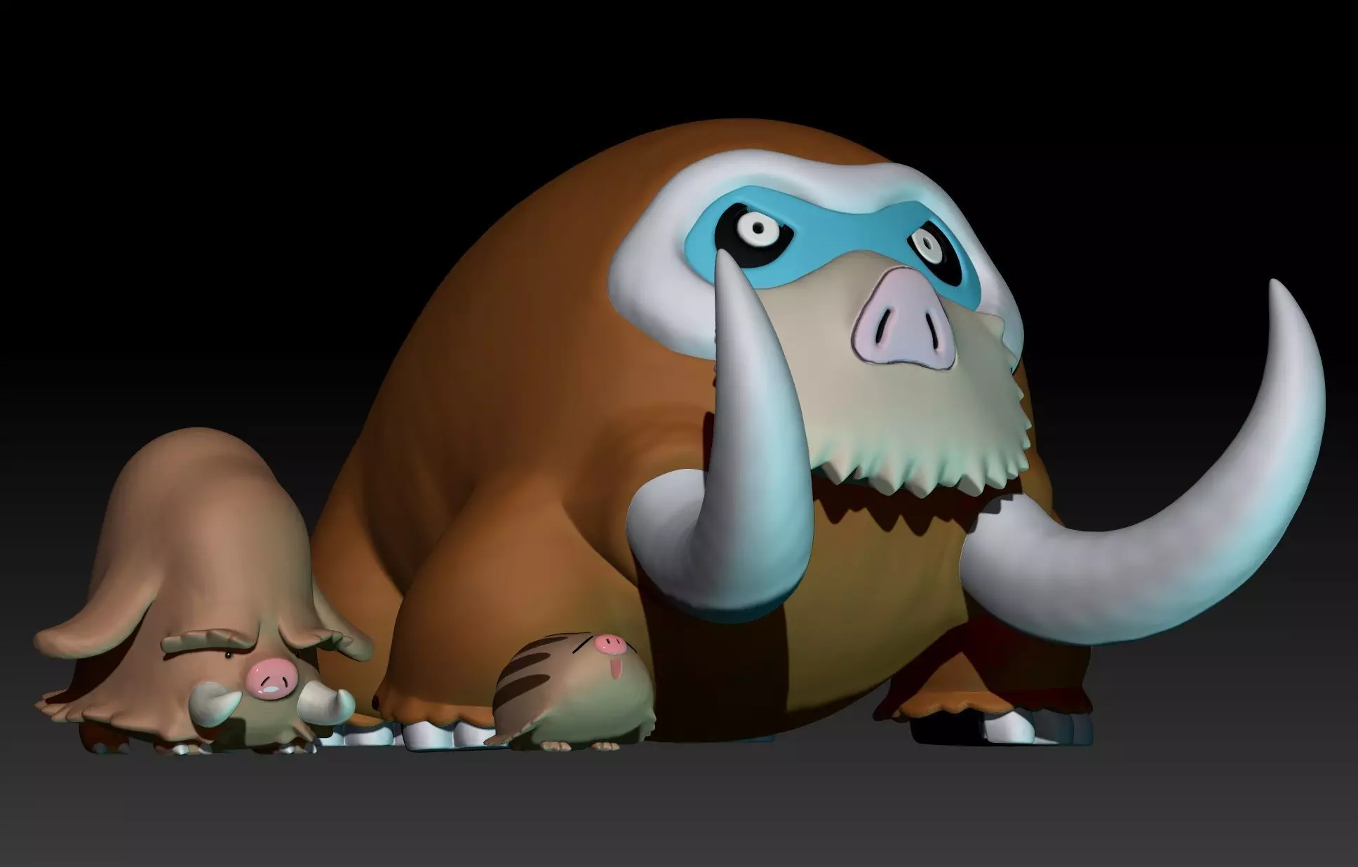 Pokemon Swinub Piloswine Mamoswine 3D print model_0
