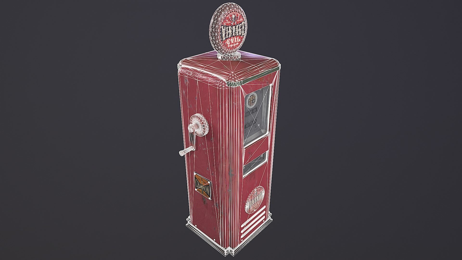 Retro Gas Station Low-poly 3D model_9