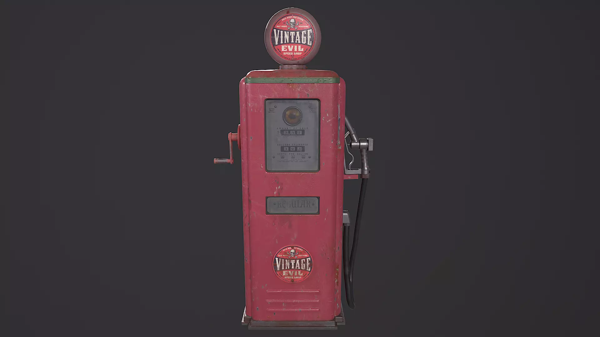 Retro Gas Station Low-poly 3D model_0