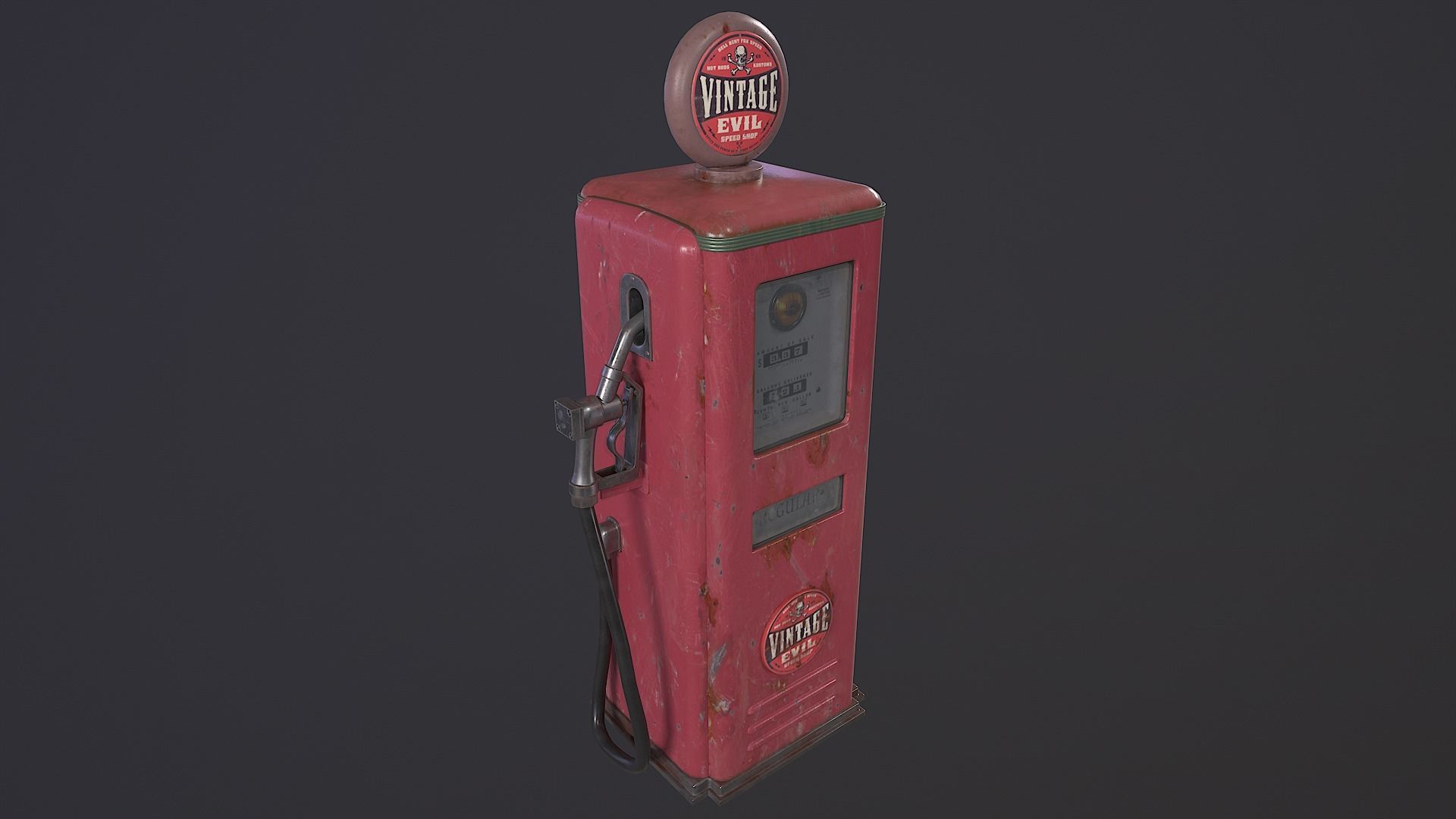 Retro Gas Station Low-poly 3D model_4