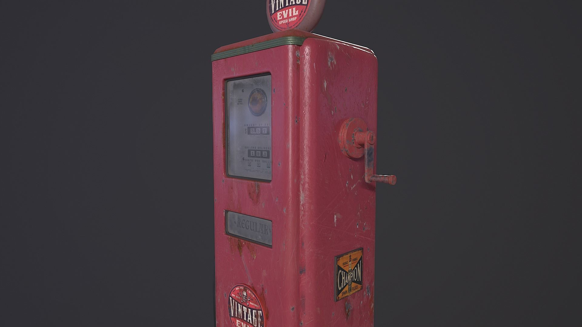 Retro Gas Station Low-poly 3D model_5