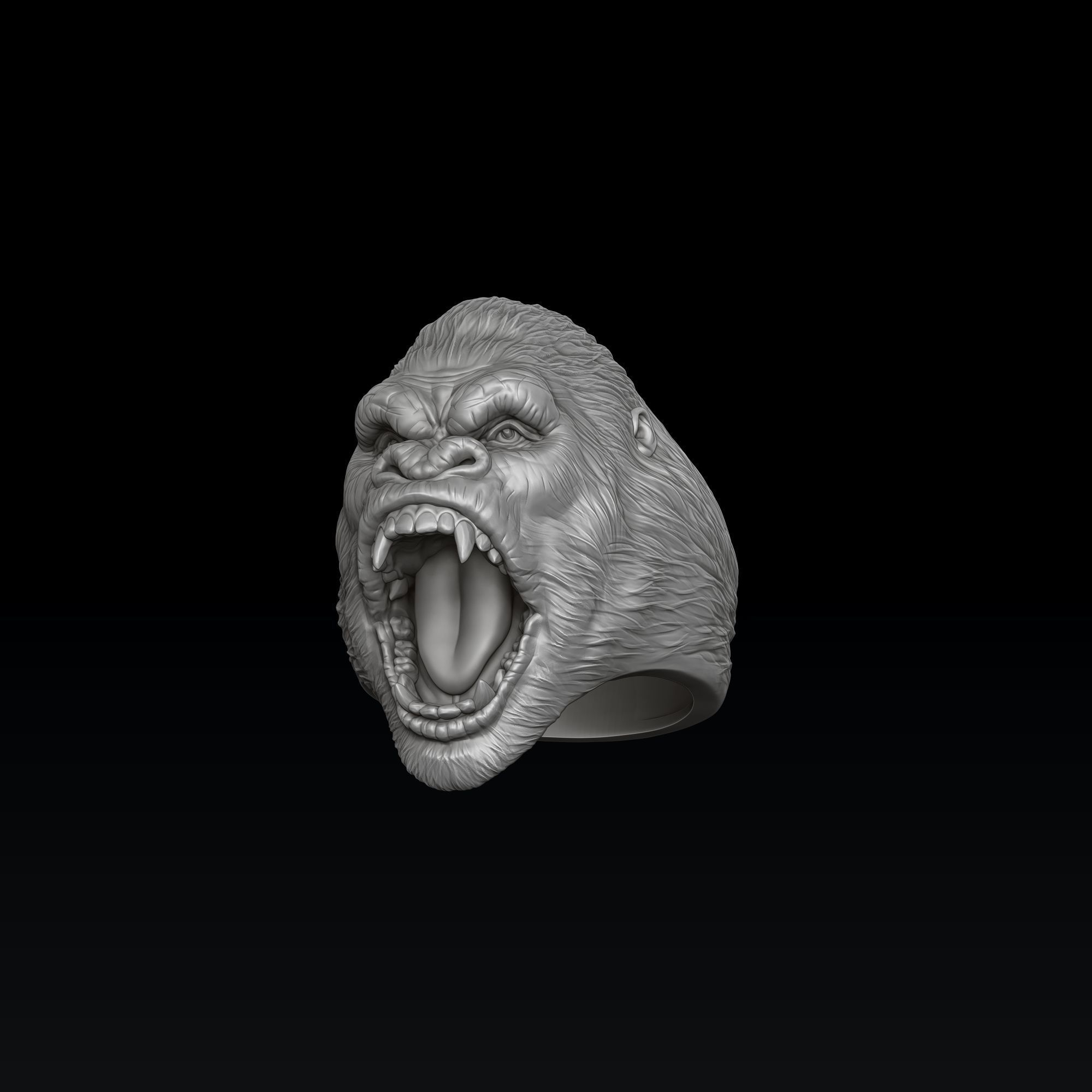 Gorilla Head Ring 3D print model_7