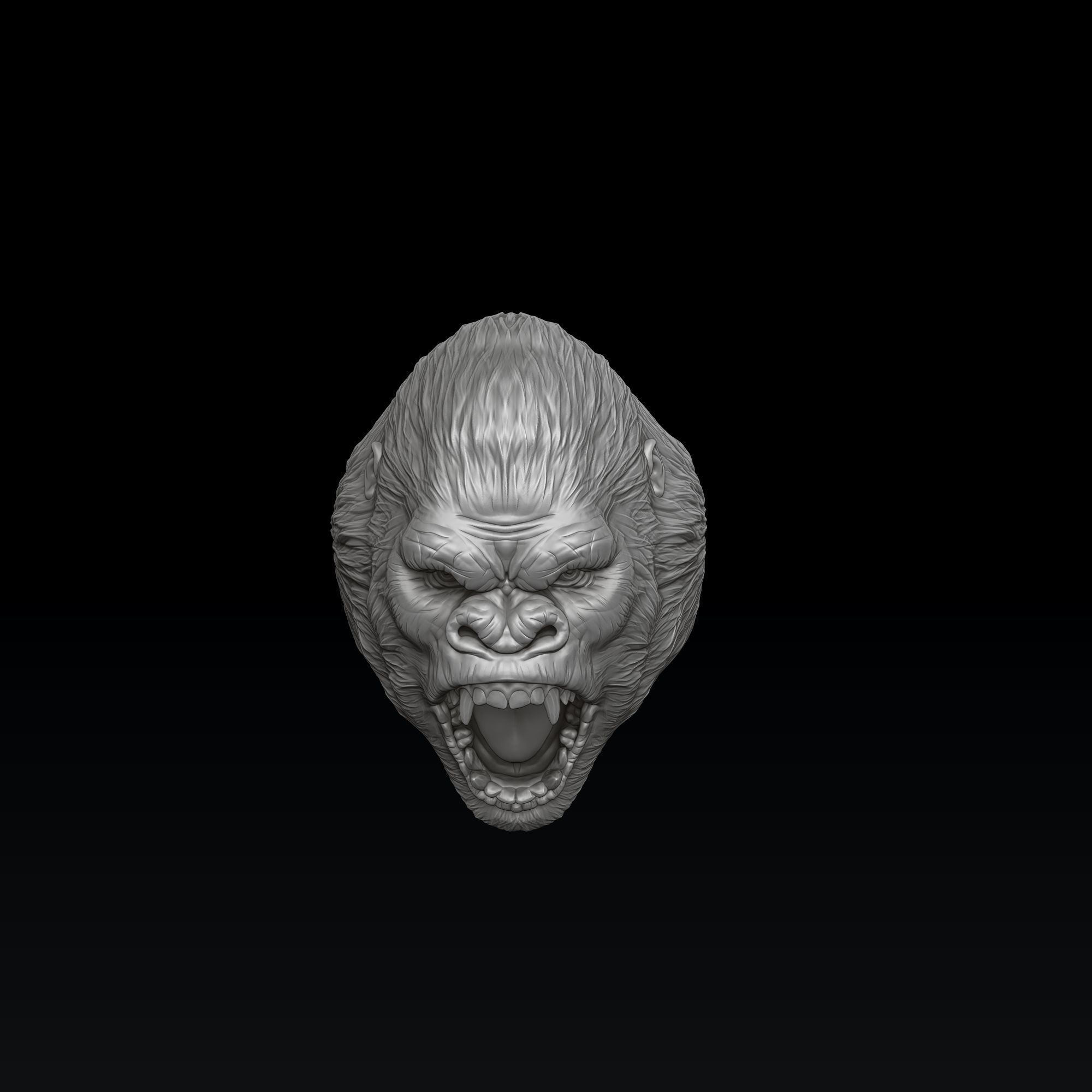 Gorilla Head Ring 3D print model_3