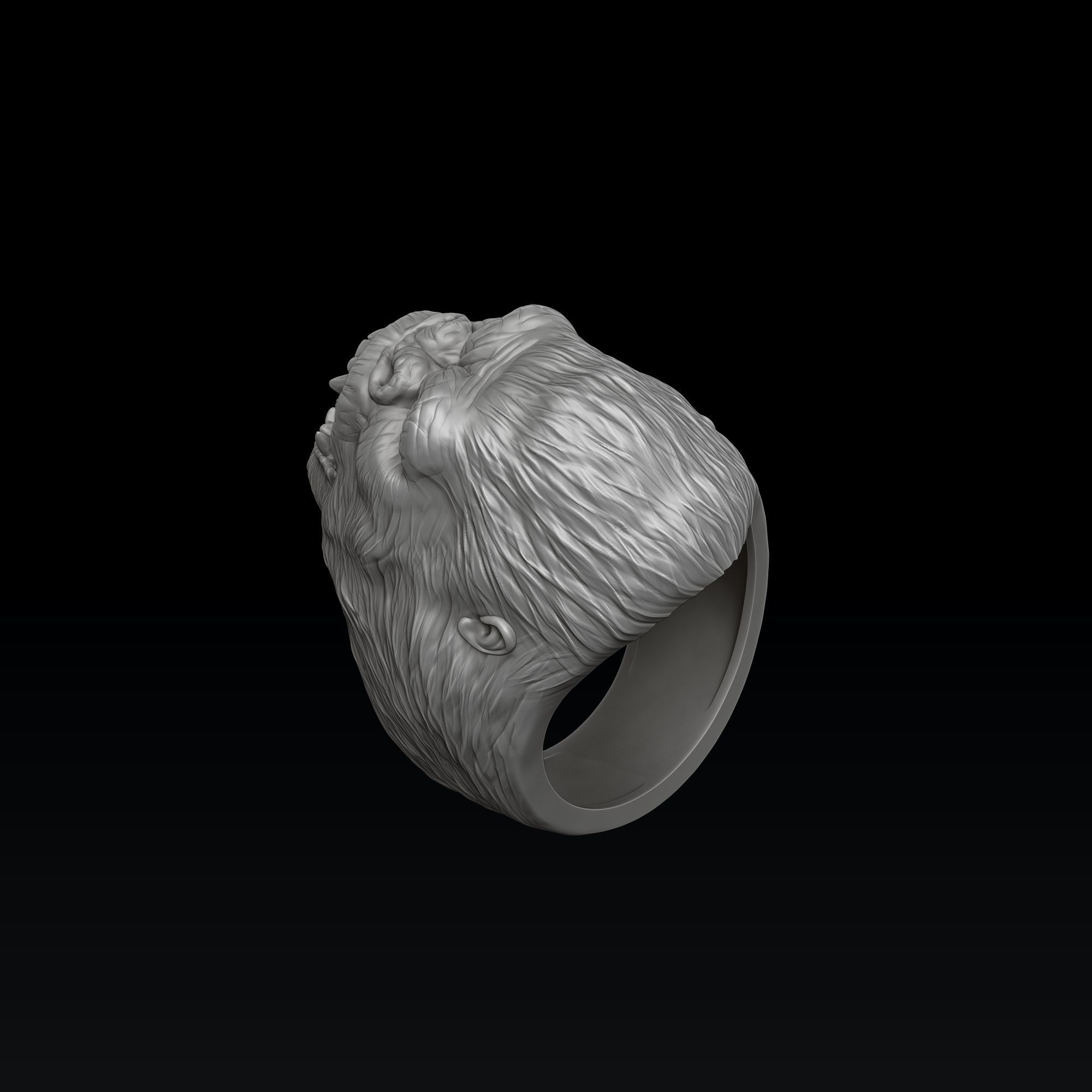 Gorilla Head Ring 3D print model_6