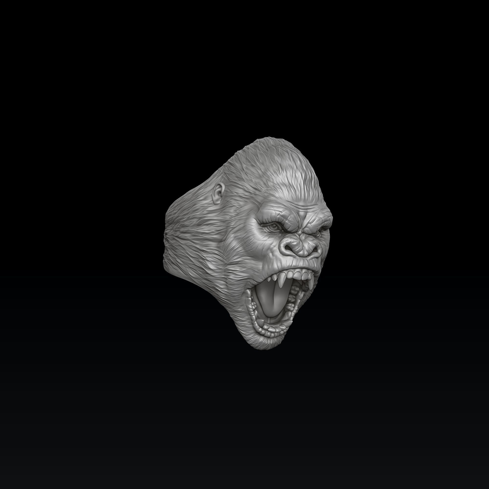 Gorilla Head Ring 3D print model_4