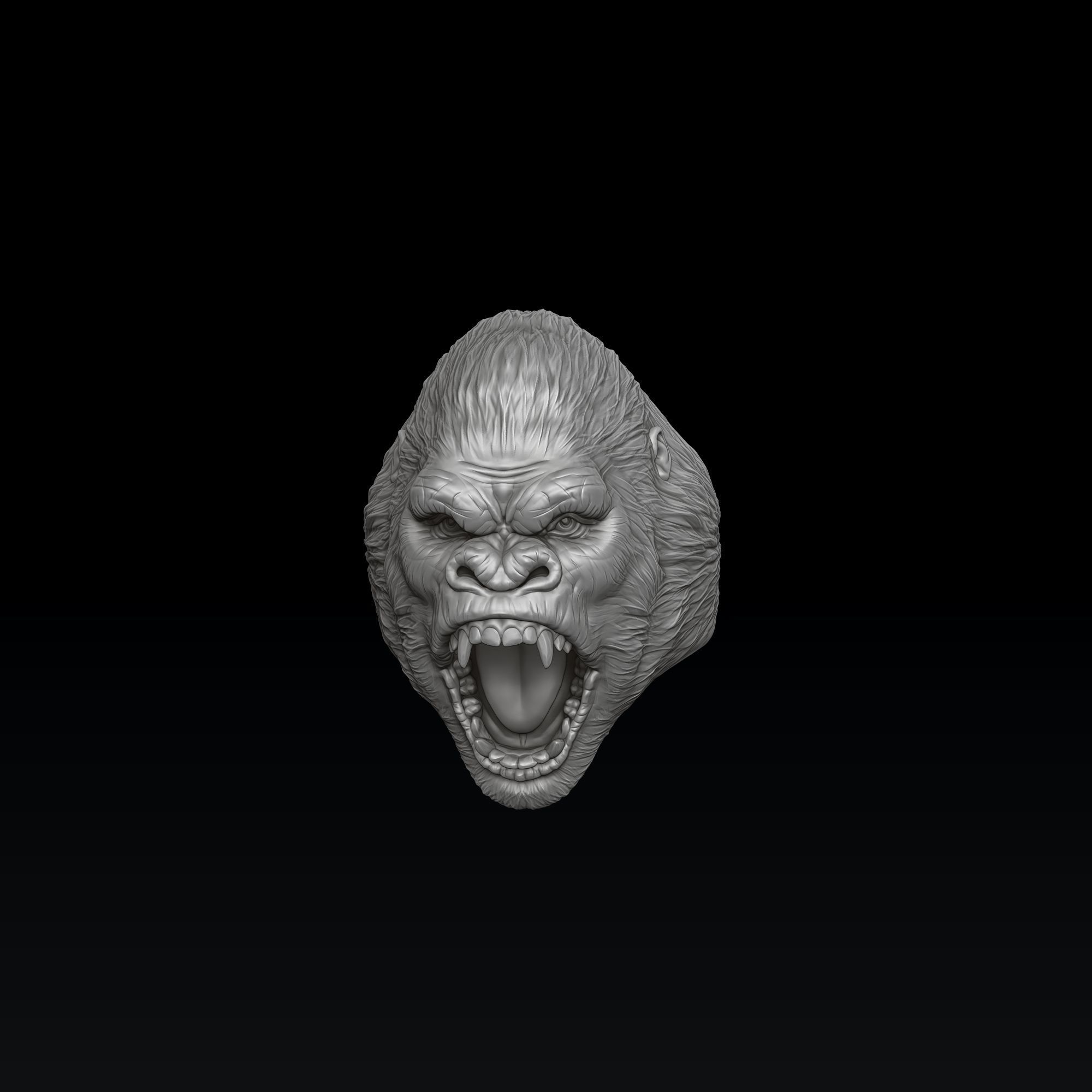 Gorilla Head Ring 3D print model_1