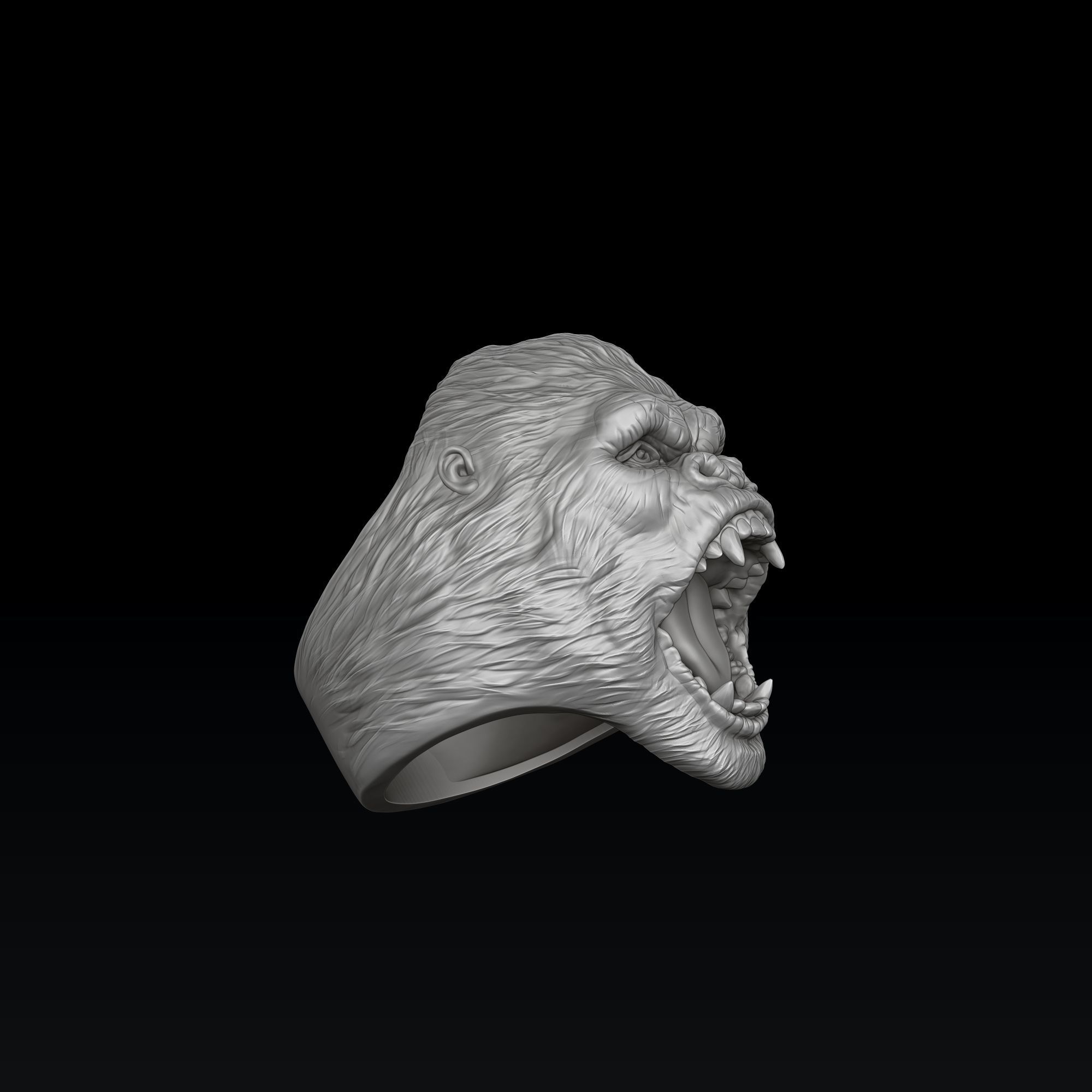 Gorilla Head Ring 3D print model_5