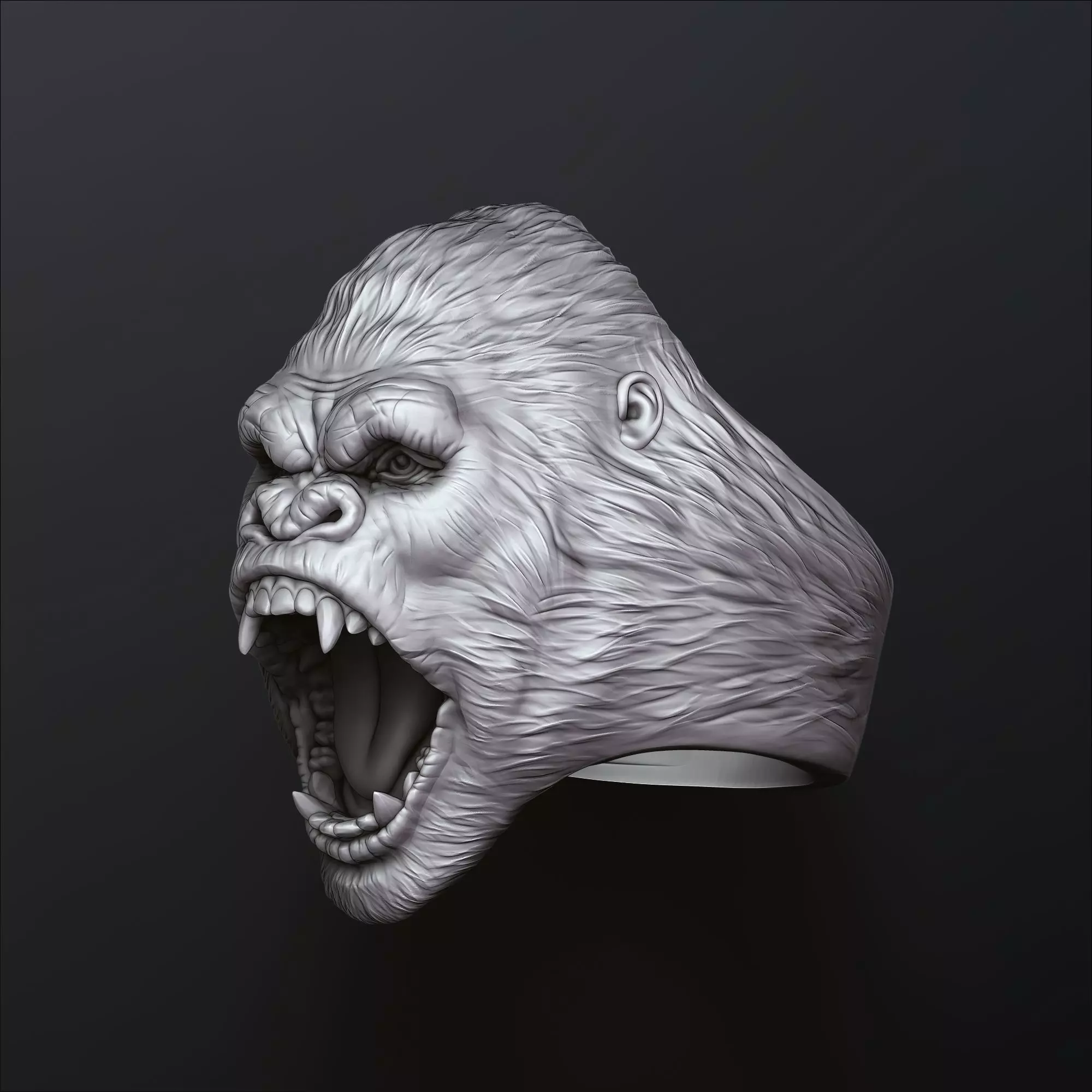 Gorilla Head Ring 3D print model_0