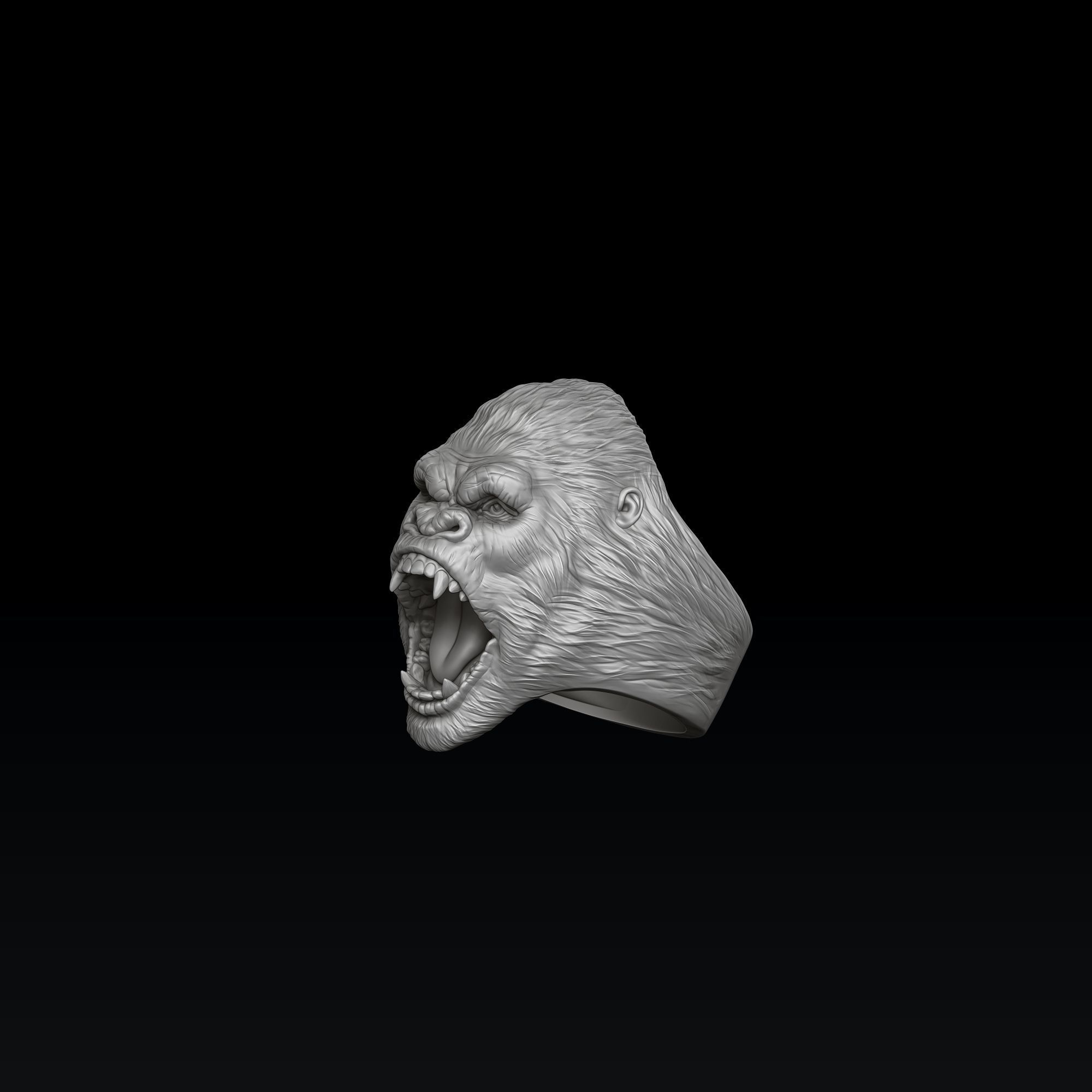 Gorilla Head Ring 3D print model_2
