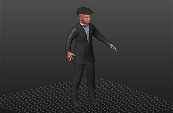 A boy passenger in 11 different posses 3D print model