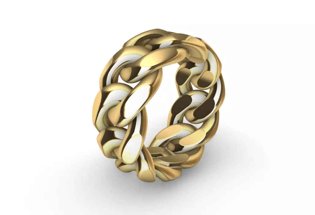 heavy 10mm miami cuban chain ring band US 7 3D print model