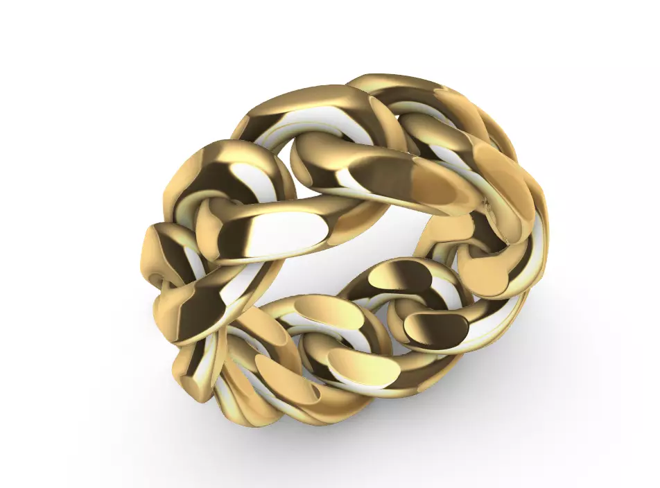 heavy 10mm miami cuban chain ring band US 7hlf 3D print model