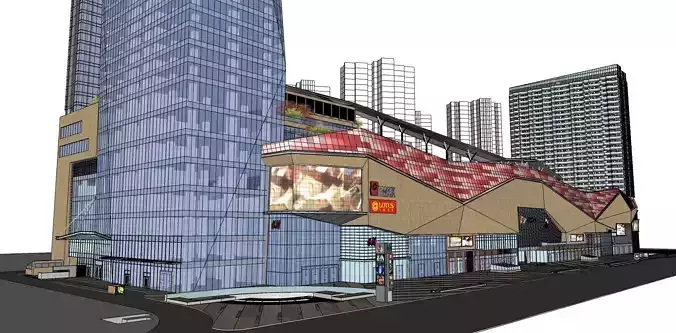 contemporary shopping mall glass facade