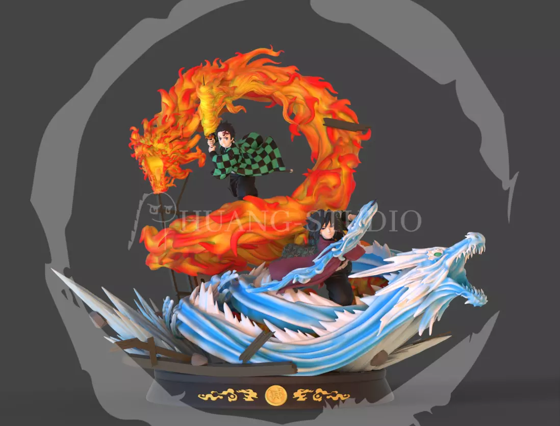 Giyu Tomioka and Tanjiro - Demon Slayer 3D print model_0