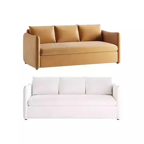 WHITE PERFORMANCE FABRIC SLEEPER SOFA 3D model