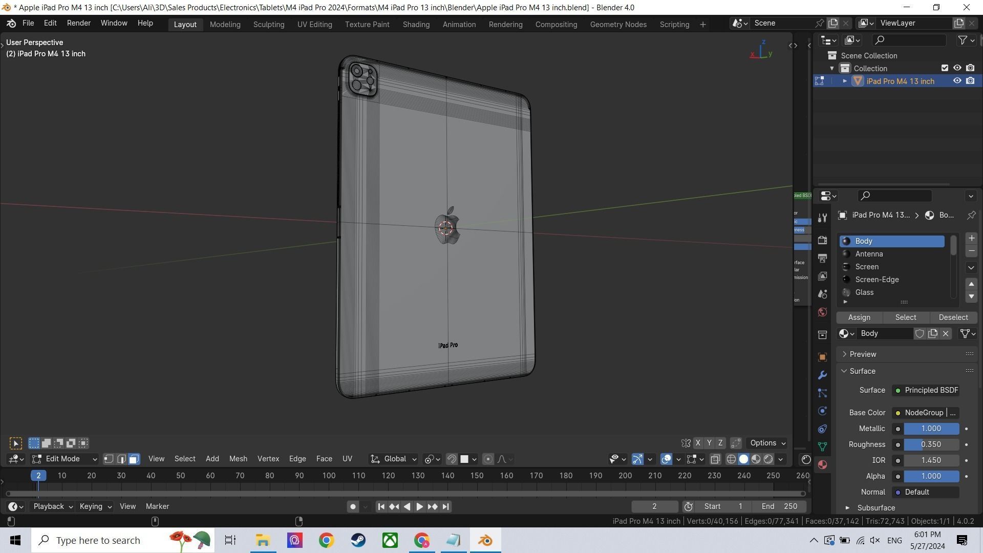 Apple iPad Pro 11 and 13 inch in Official Colors and Design 3D Model Collection_19