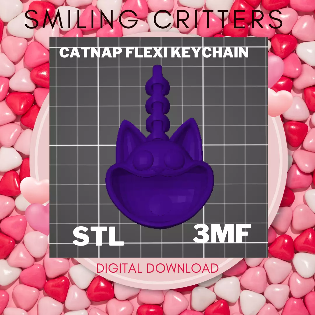 Catnap Flexi link keychain Smiling Critters 3D print model