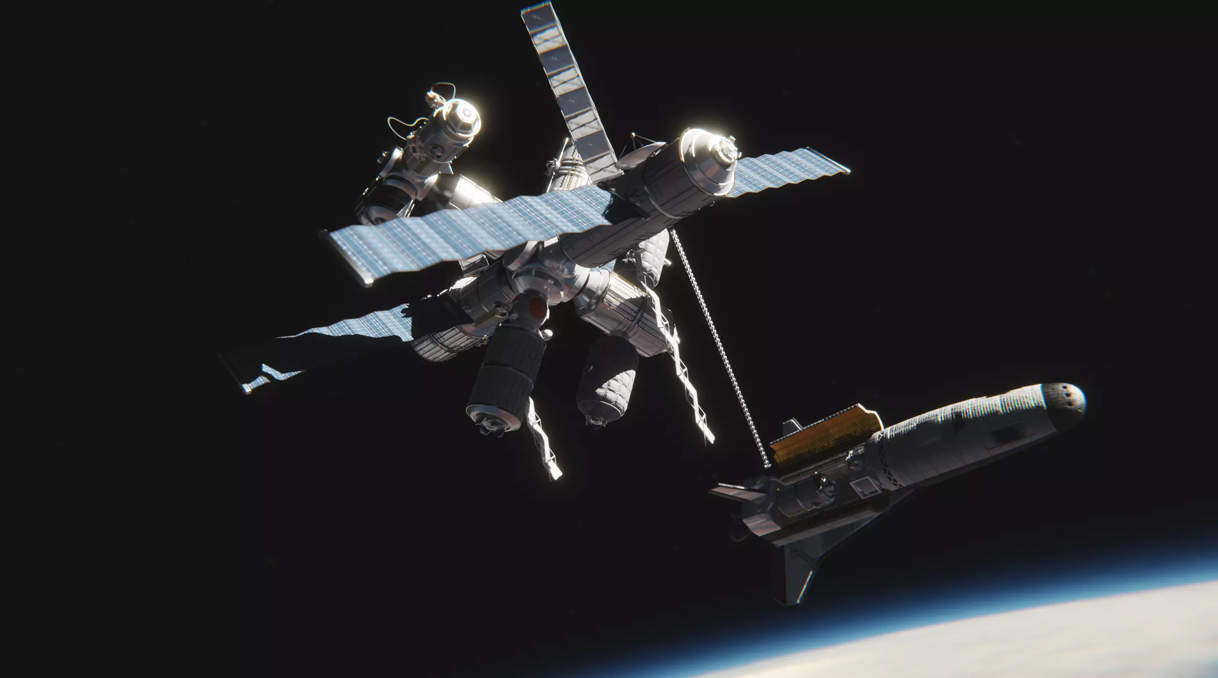 space solar panels and radiators bundle kitbash Low-poly 3D model