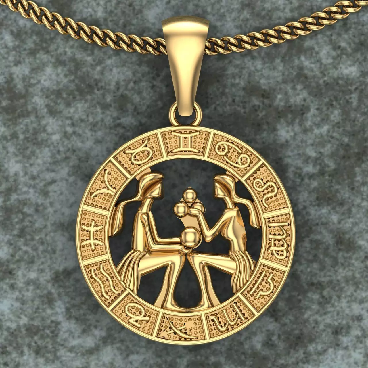 Gemini Twins Zodiac Necklace 3D print model