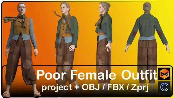 Poor Female Outfit 3d Model