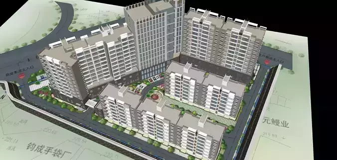 modern highrise low poly building