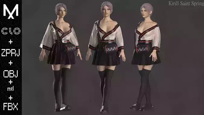 Outfit Female Marvelous designer Clo3d OBJ mtl FBX ZPRJ