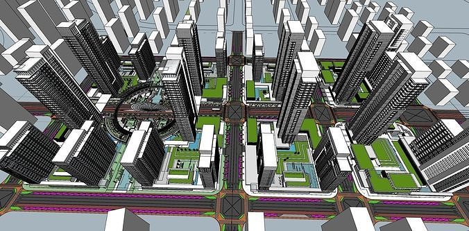 cityscape piadza entertainment theme park 3D model