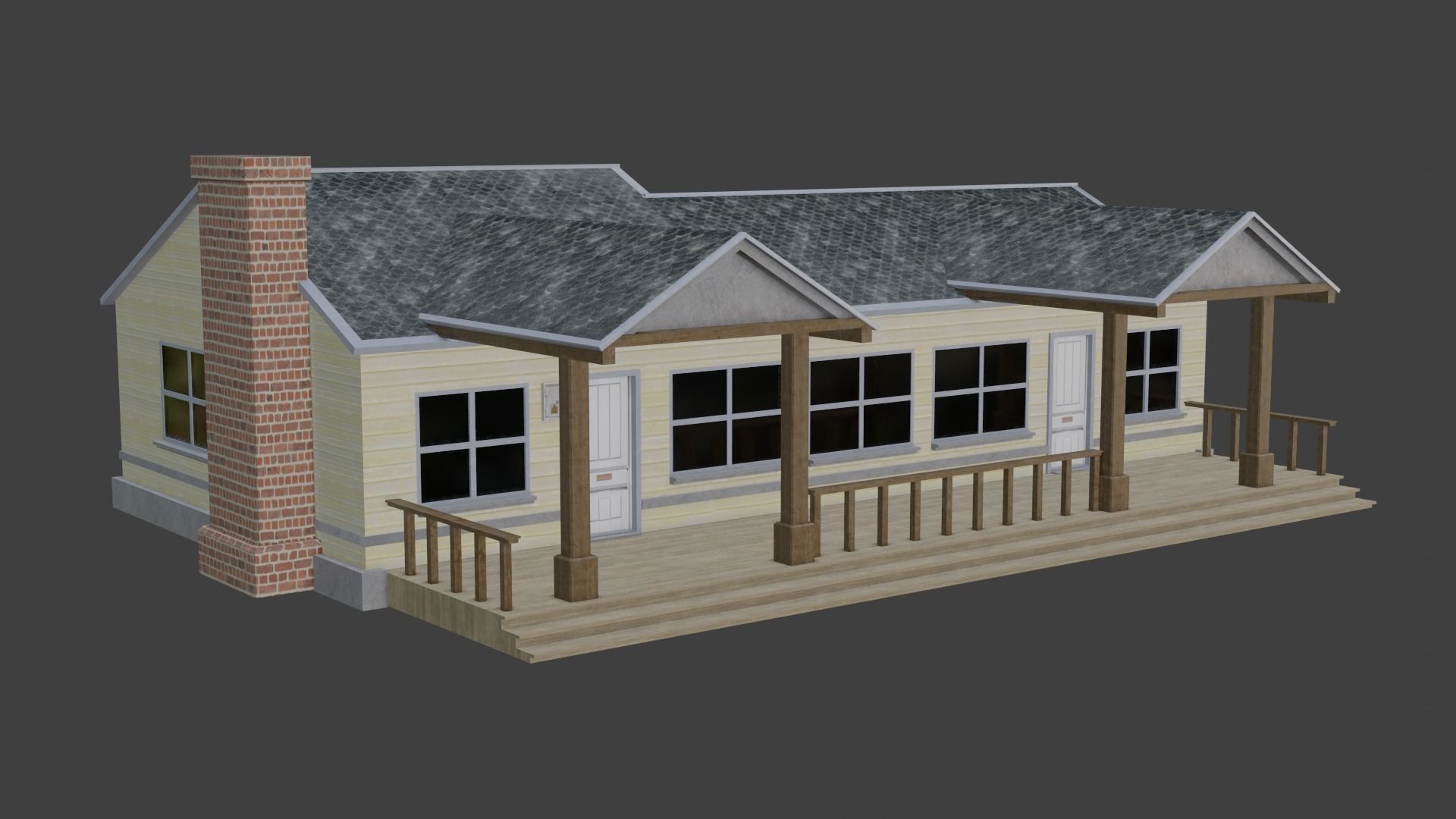 American House 01 Gameready Unity Lowpoly PBR  Low-poly 3D model_5
