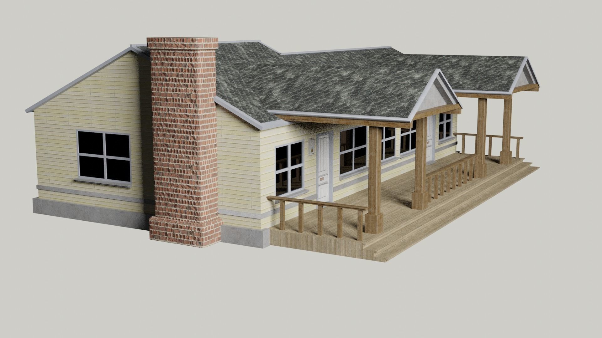 American House 01 Gameready Unity Lowpoly PBR  Low-poly 3D model_4