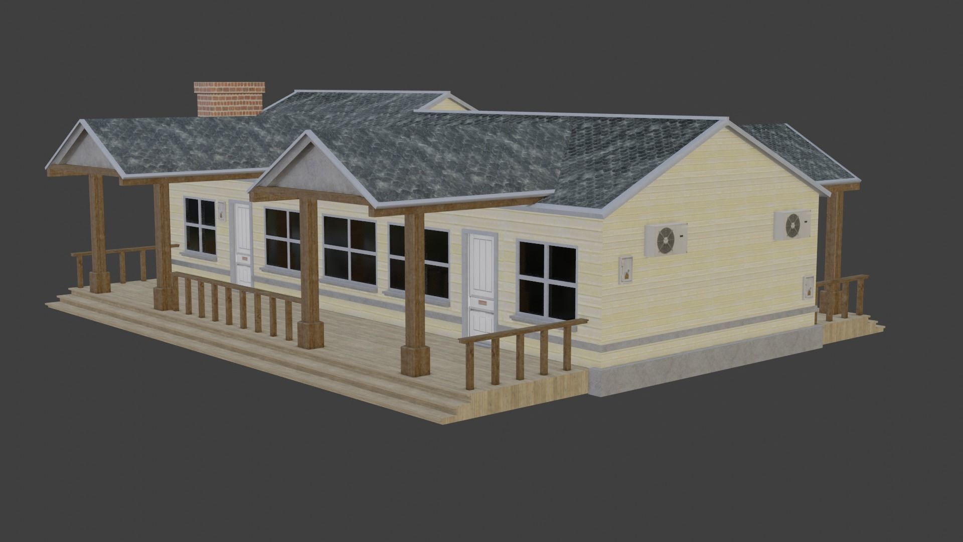 American House 01 Gameready Unity Lowpoly PBR  Low-poly 3D model_6