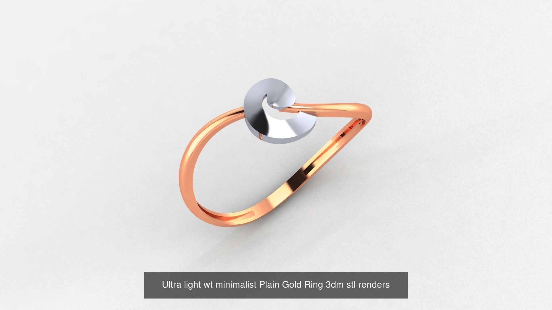 70 Ultra light wt minimalist Plain Gold Ring 3dm stl renders 3D Model Collection_31