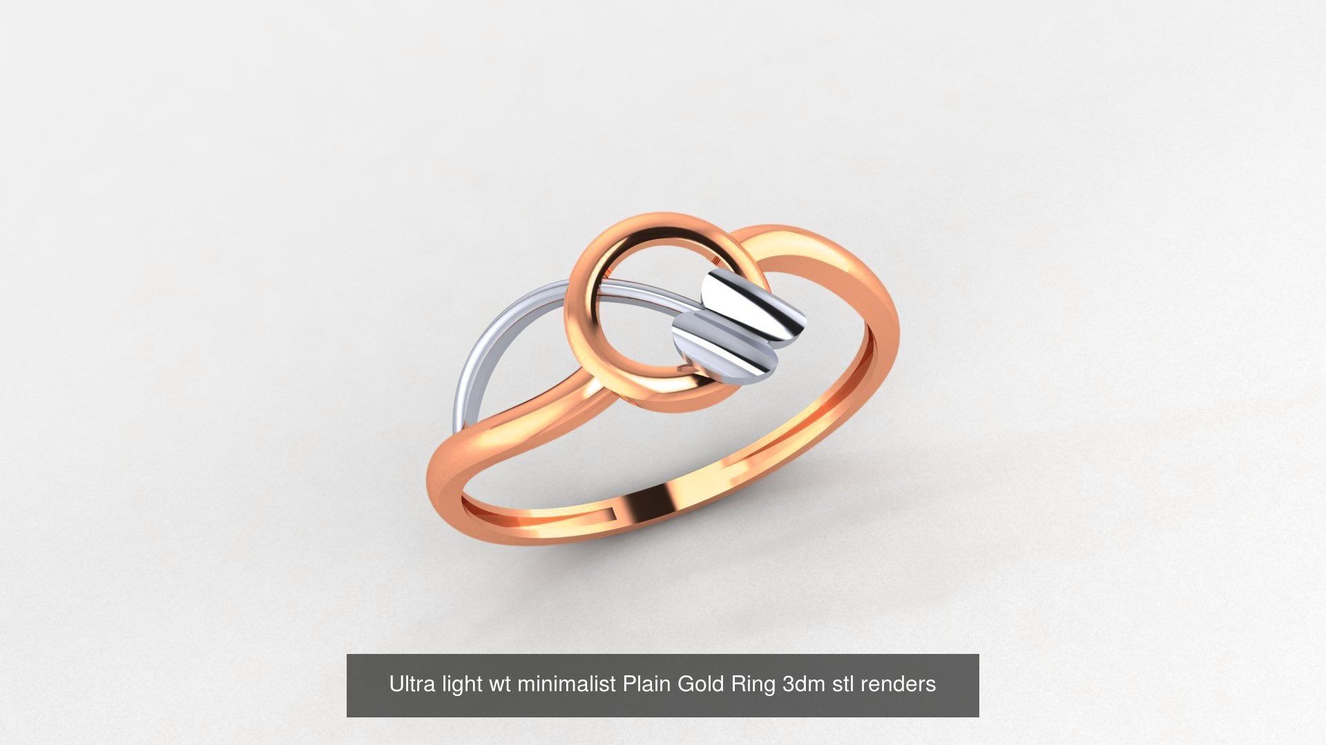 70 Ultra light wt minimalist Plain Gold Ring 3dm stl renders 3D Model Collection_7