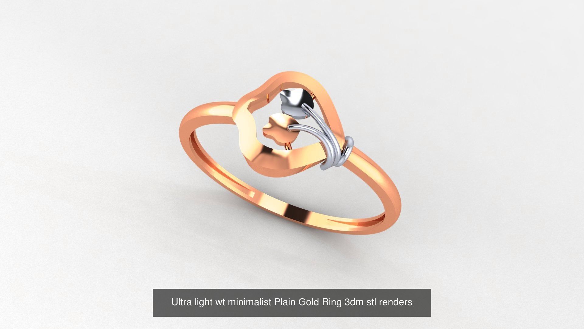 70 Ultra light wt minimalist Plain Gold Ring 3dm stl renders 3D Model Collection_8