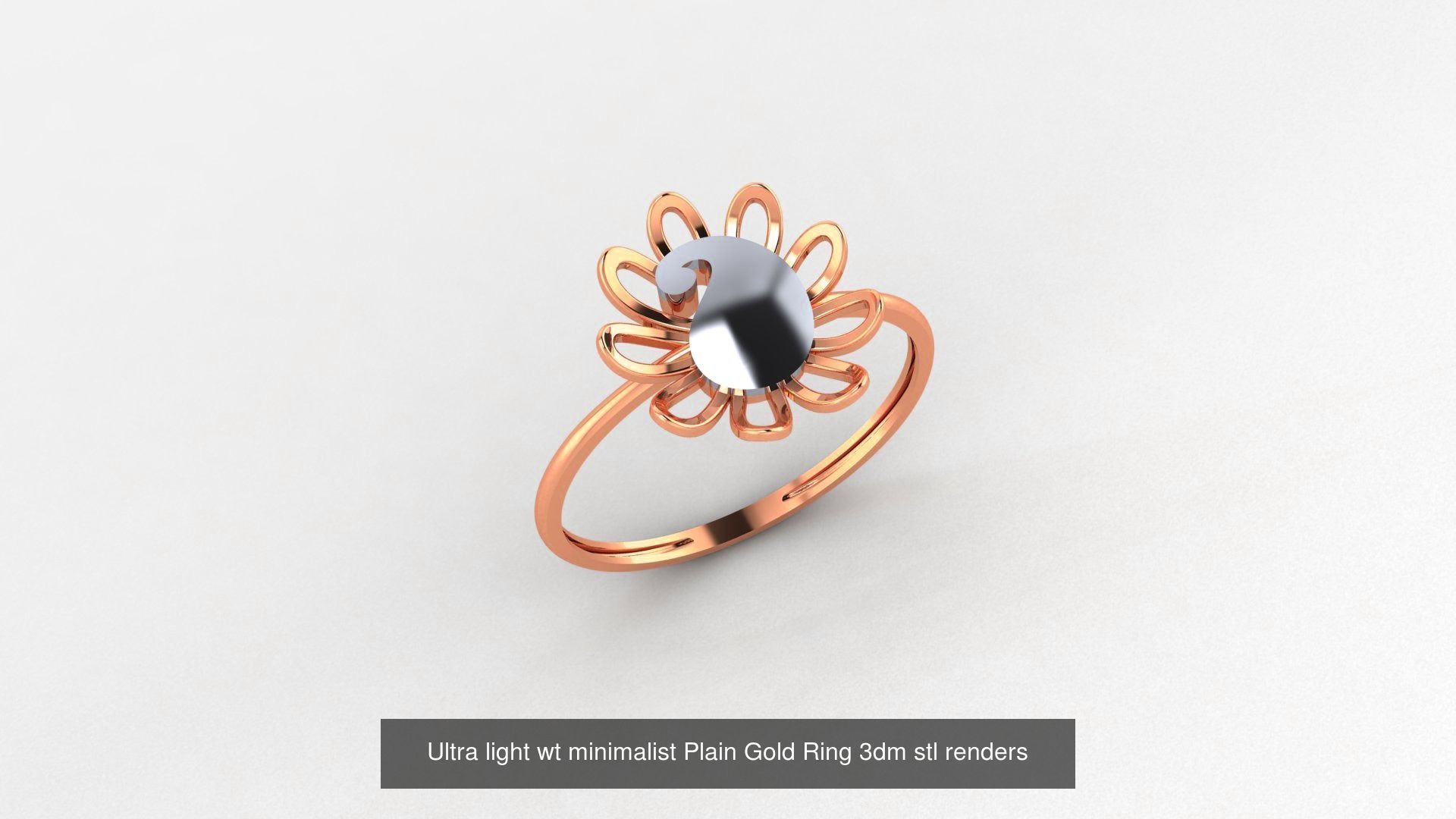 70 Ultra light wt minimalist Plain Gold Ring 3dm stl renders 3D Model Collection_59