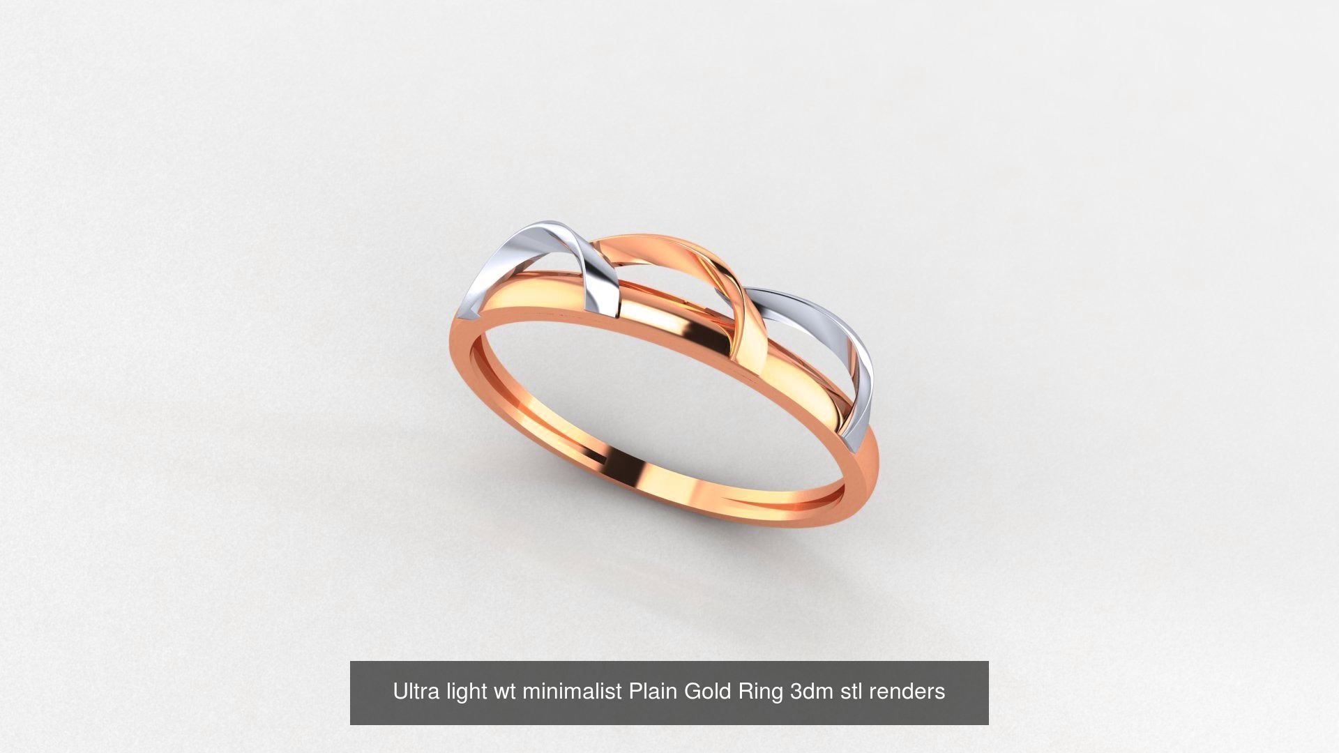 70 Ultra light wt minimalist Plain Gold Ring 3dm stl renders 3D Model Collection_22