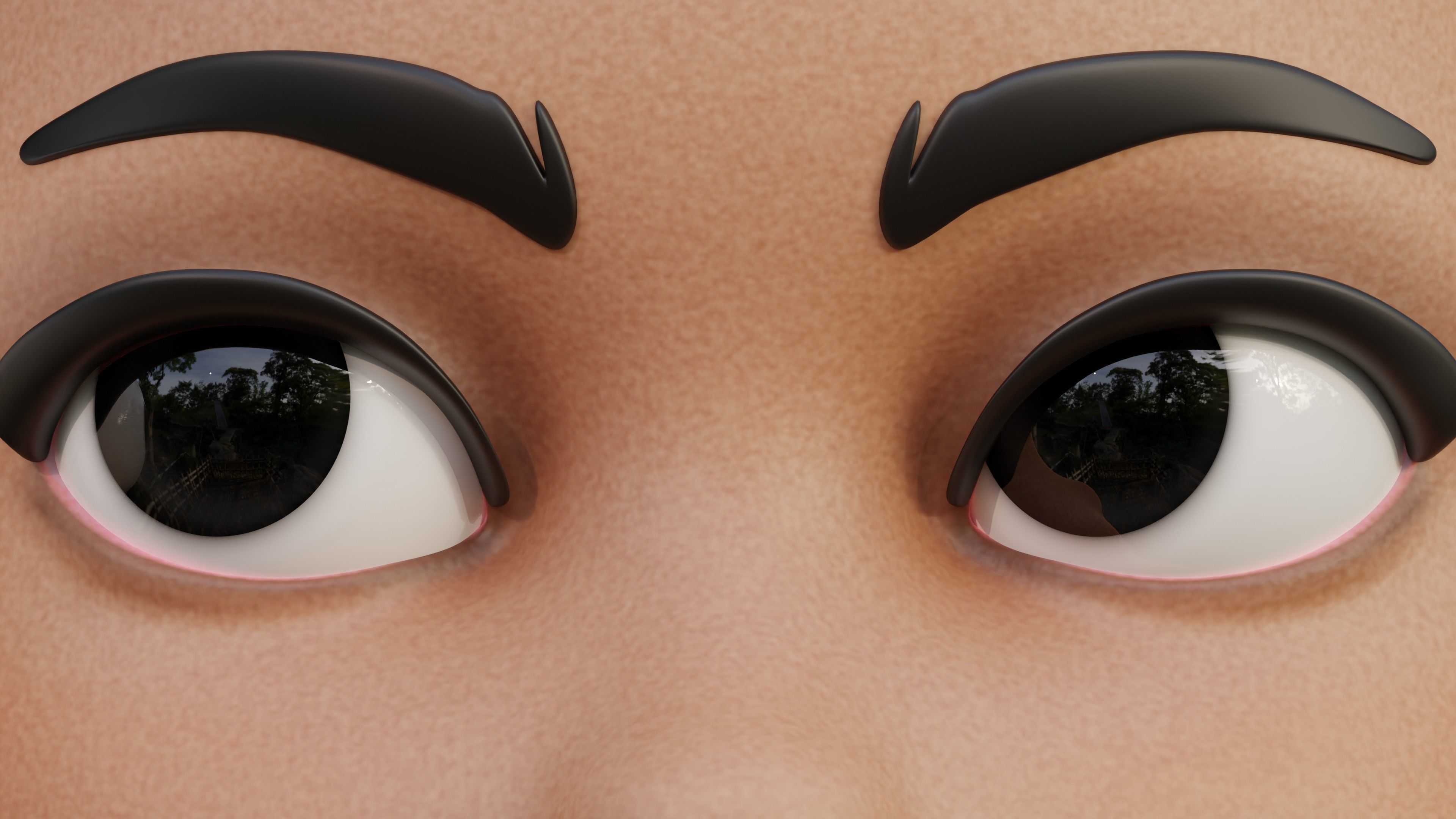 Black Disney-Style Cartoon Eyes Low-poly 3D model_2
