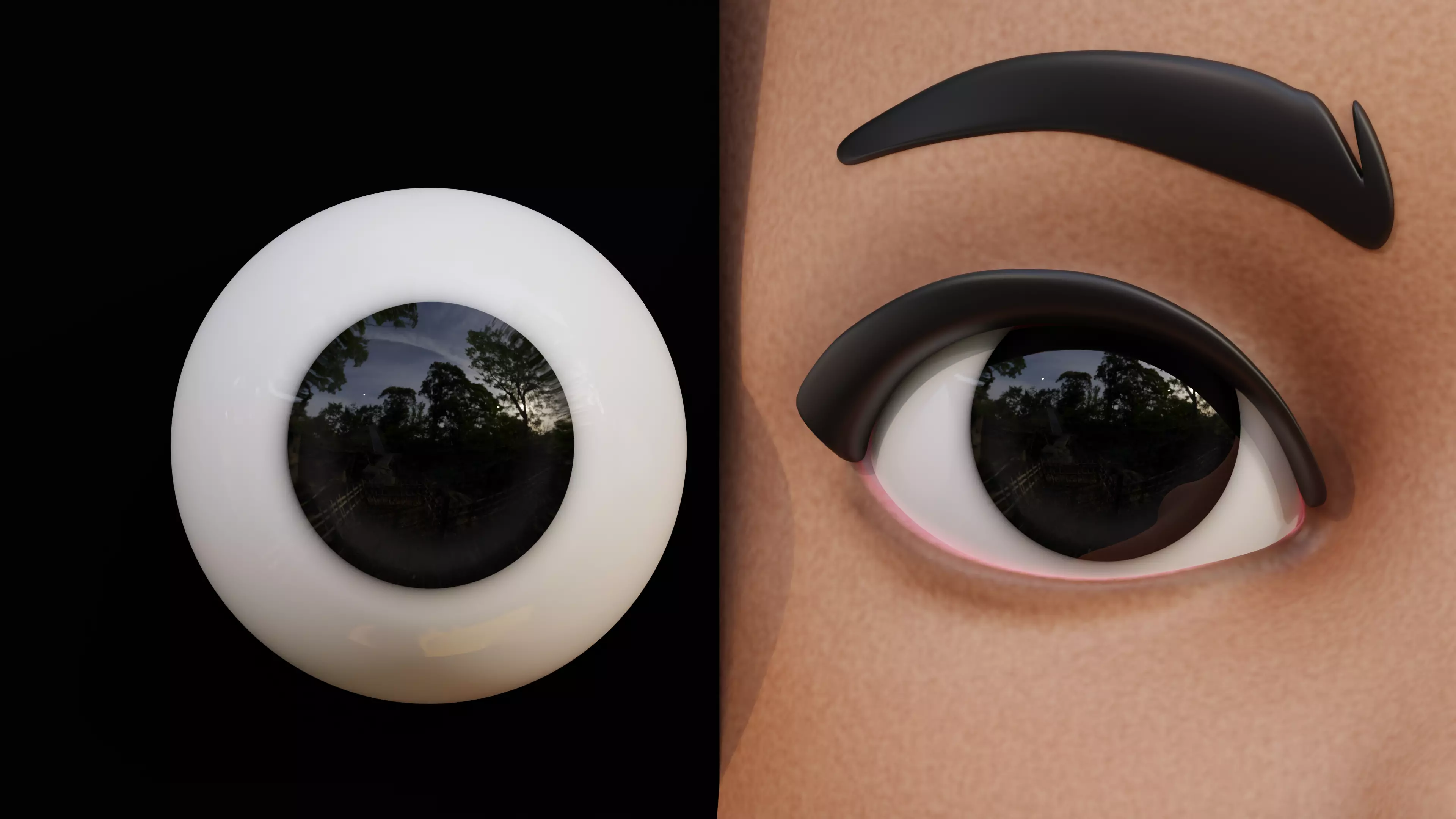 Black Disney-Style Cartoon Eyes Low-poly 3D model_0
