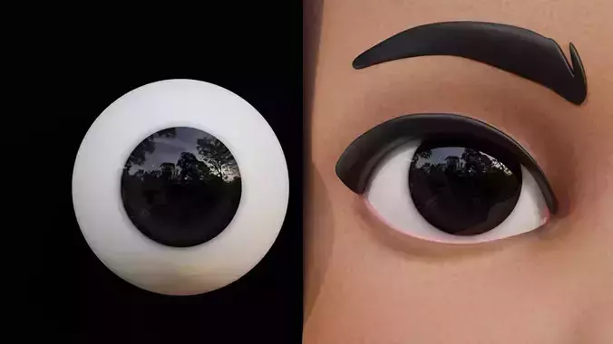 Black Disney-Style Cartoon Eyes Low-poly 3D model