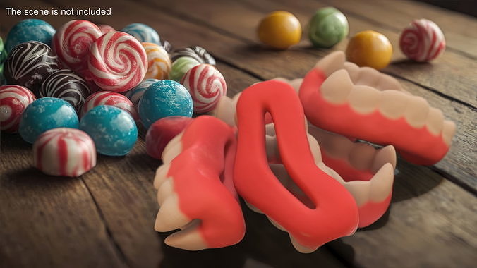 Chewing Gummy Double Teeth Candy 3D model 2