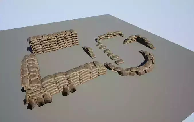 Warfare Sandbags Modular Kit Low-poly 3D model