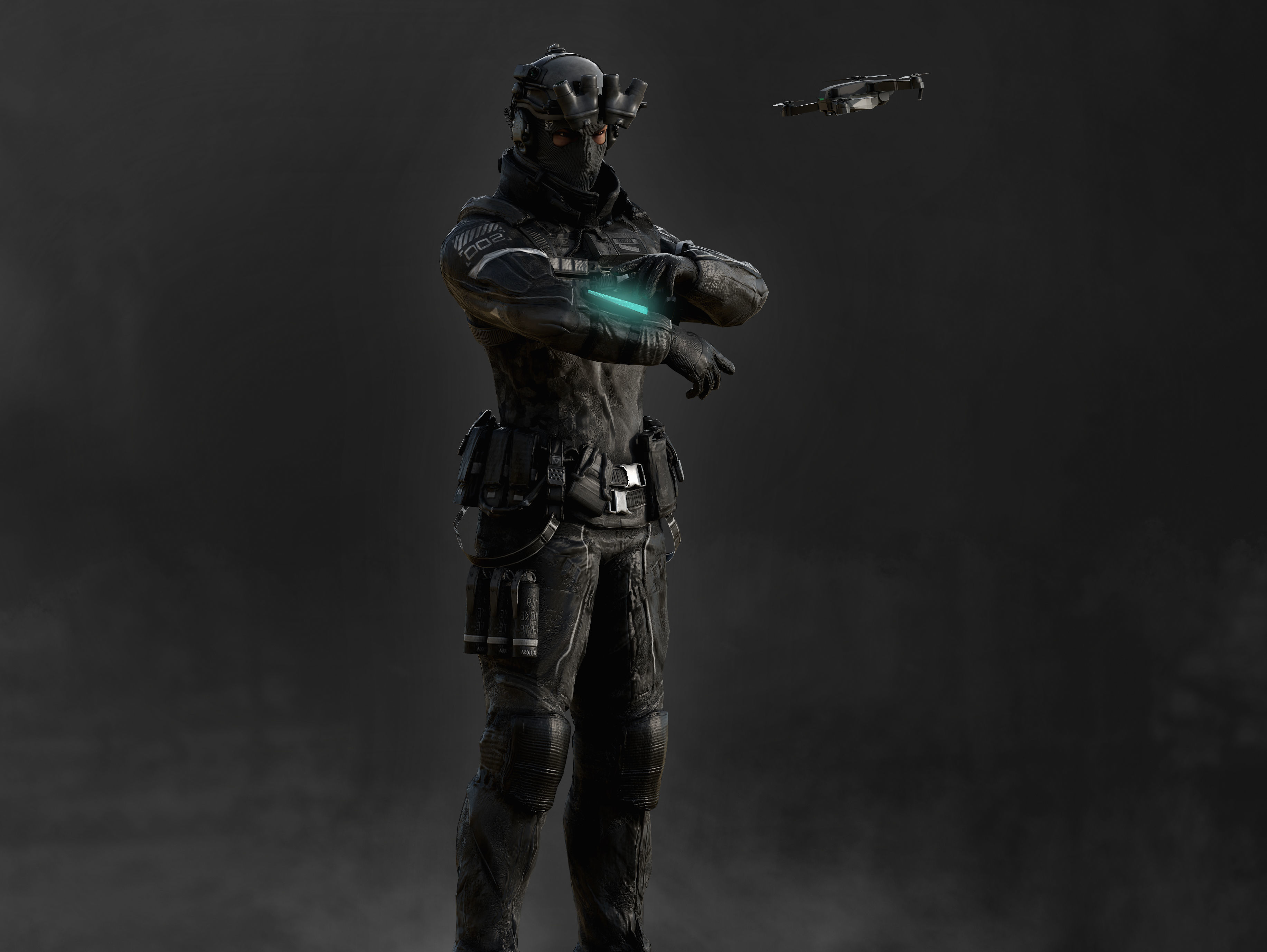 Modern Police Soldier Low-poly 3D model_9