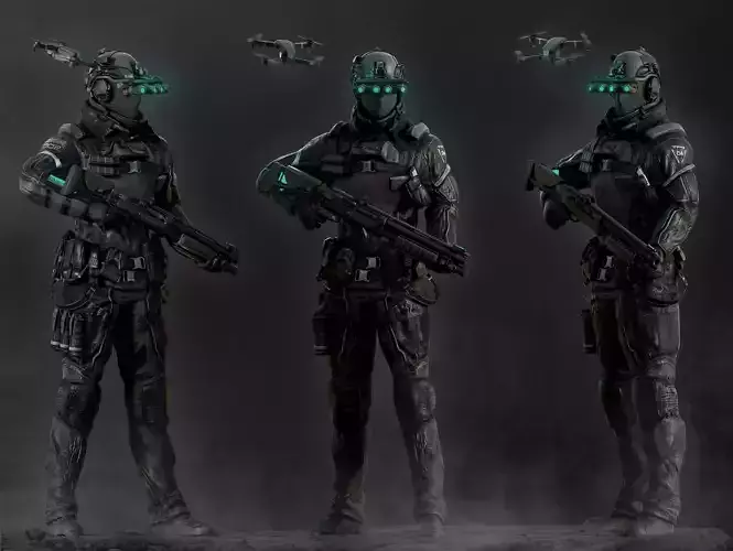 Modern Police Soldier Low-poly 3D model
