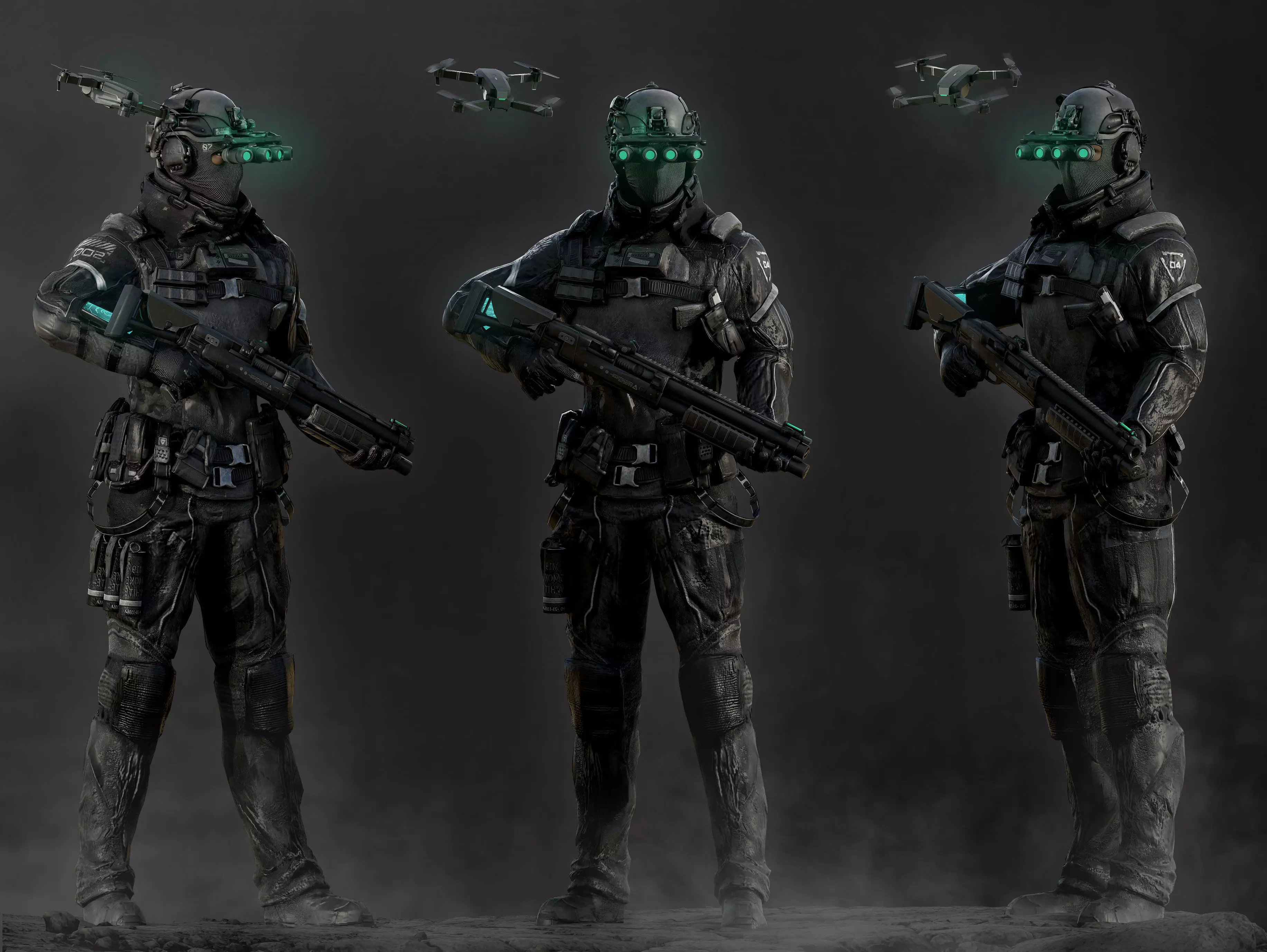 Modern Police Soldier Low-poly 3D model_0