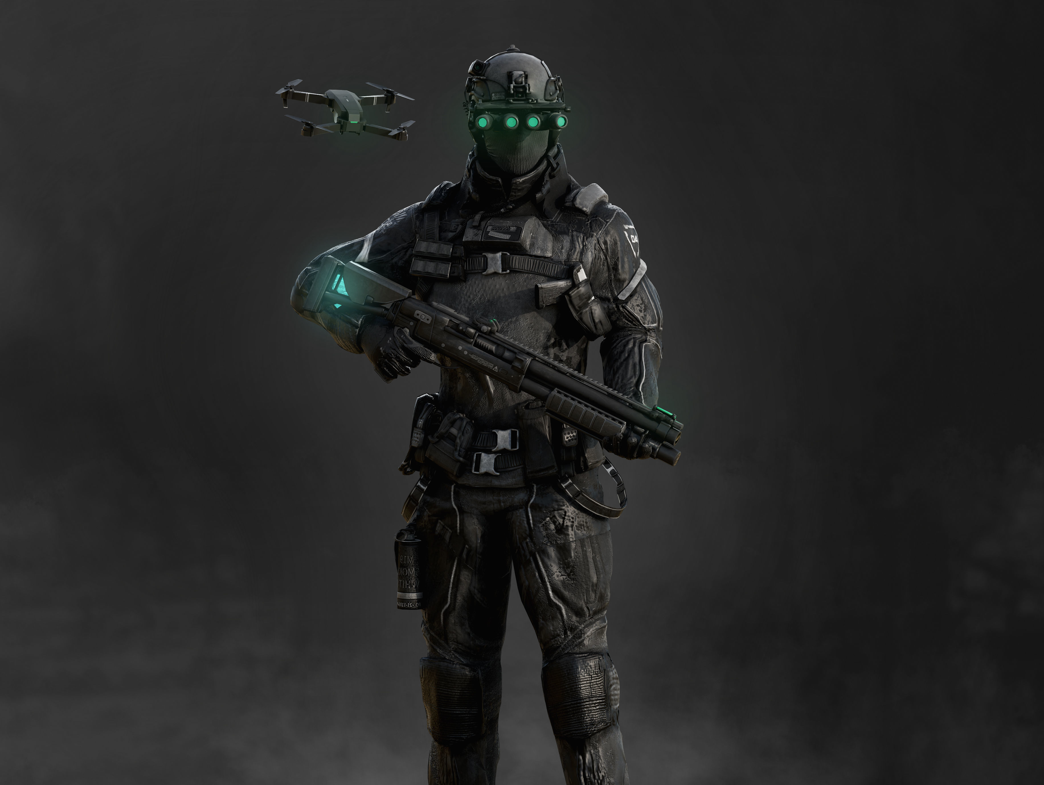 Modern Police Soldier Low-poly 3D model_3